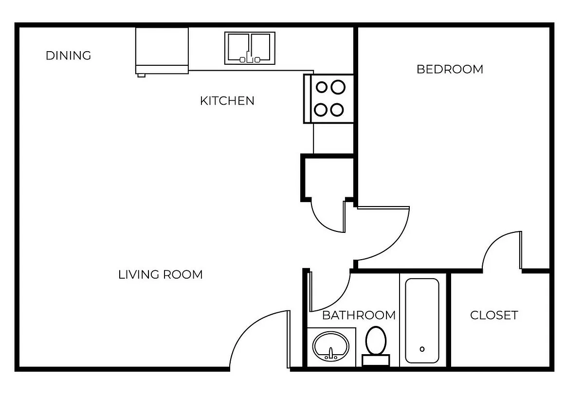 Floor plan A8 | 1 Bed | 1 Bath | Classic
