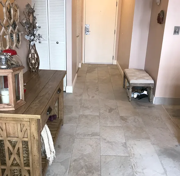Hallway view towards the door