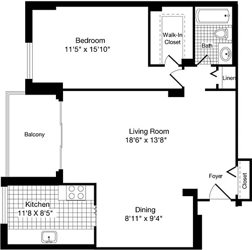 Floor plan 1 Bedroom I