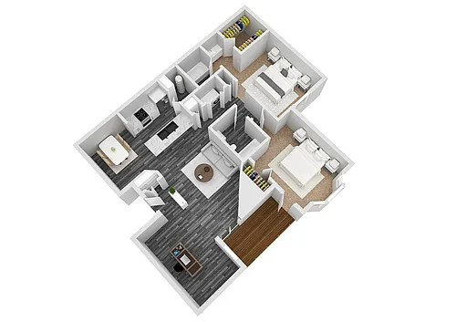 Floor plan Two Bedroom/Two Bathroom - 1133 Sq. Ft.