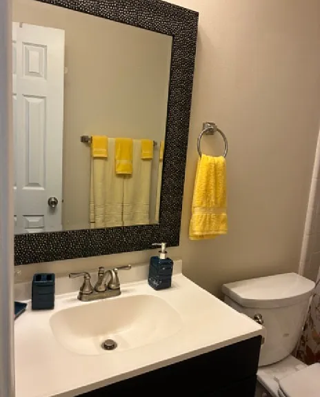 New vanity. Tile tub/shower combination.