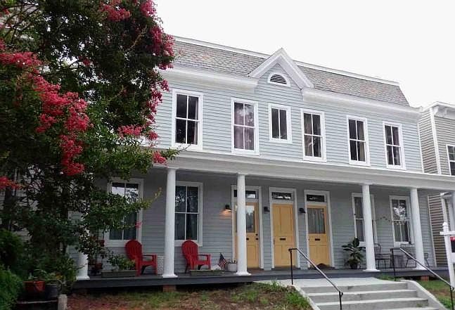 Front Elevation on Parkwood Ave; unit 2104-1 is on right, lower level