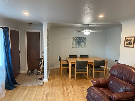 entrance into the living room, and dining table