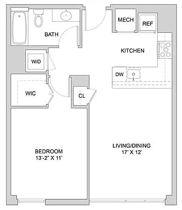 Floor plan 1 Bed_1 Bath-A1_1BR_B