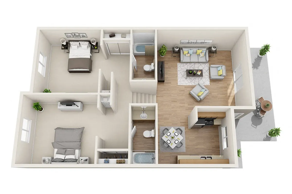 Floor plan Two Bedroom Two Bath