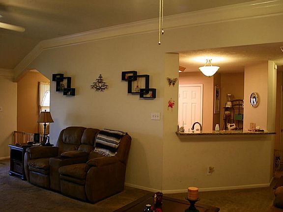 View of living room looking back at kitchen