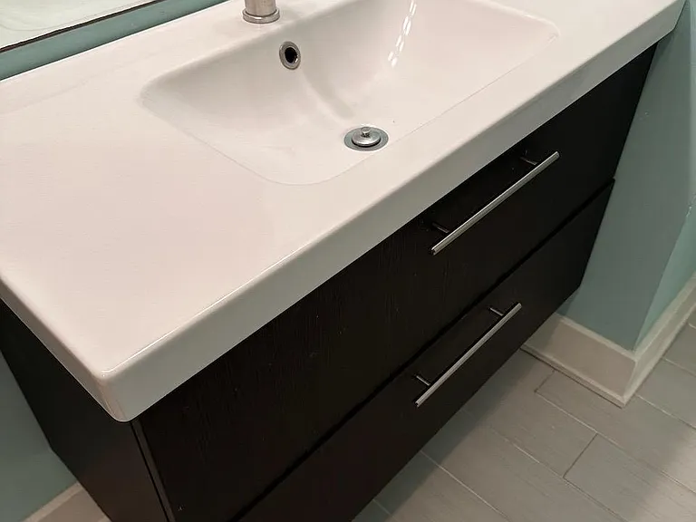 Guest Bathroom - Full porcelain counter, soft-close drawer cabinet