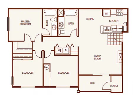 Floor plan 3 Bed 2 Bath C1