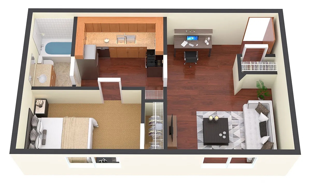 Floor plan deLendrecies 1 Bed, 1 Bath