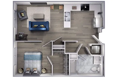 Floor plan Avenue F | 1 Bed/1 Bath-A1