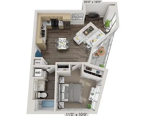 Floor plan One Bedroom A1G