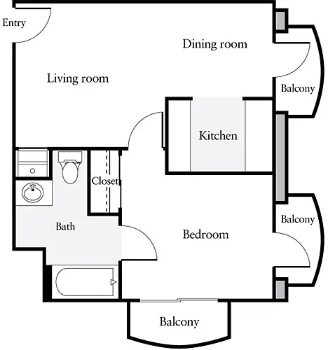 Floor plan 1 Bedroom V