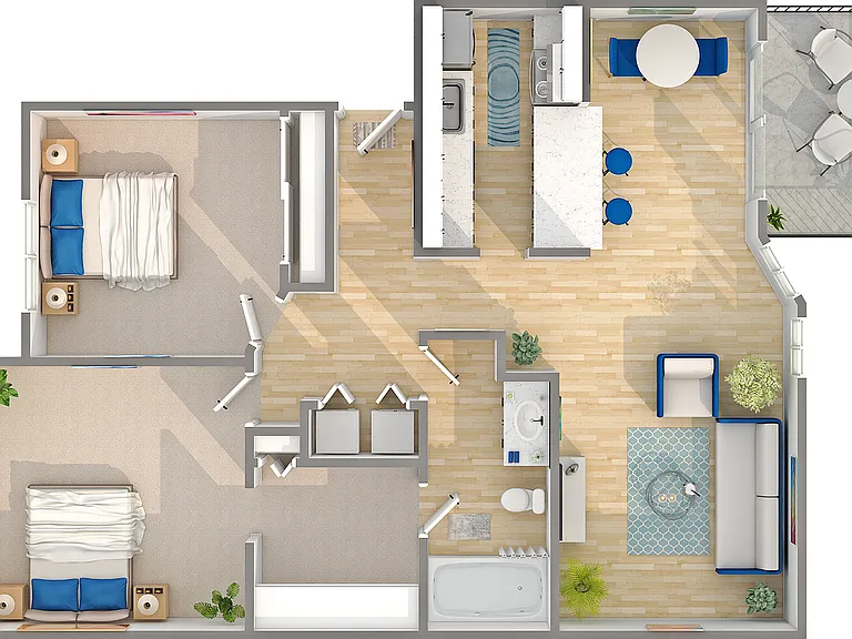 B1 | 2-Bedroom Floorplan B1 | 2-Bedroom Floorplan