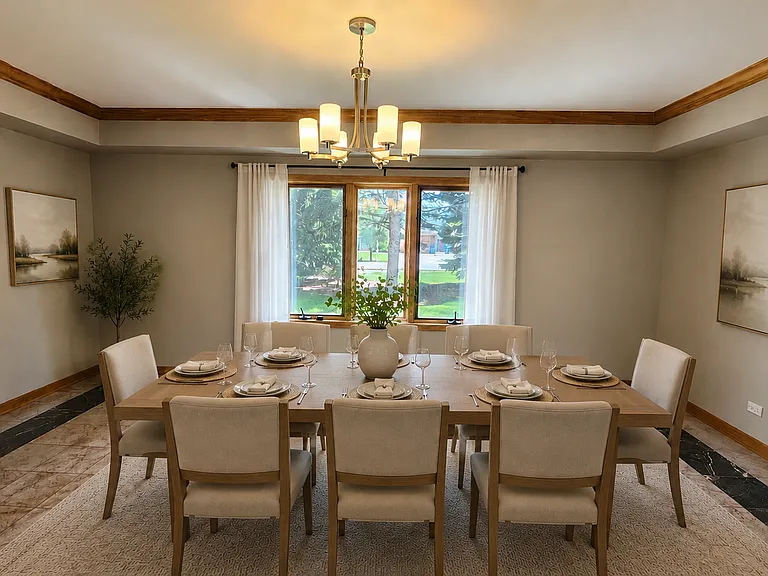 Dining room virtually Staged _ Furniture shown is for illustration only.