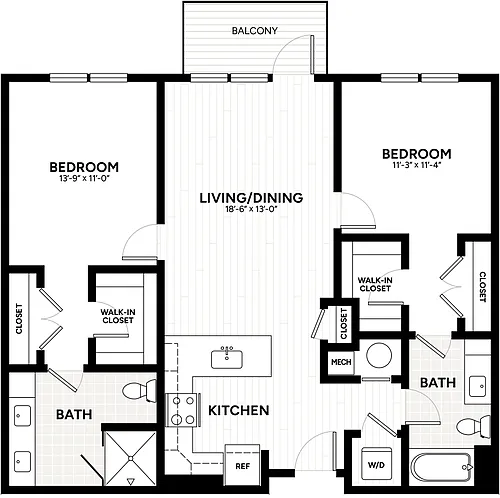 Floor plan 2 Bed/2 Bath-B3-1