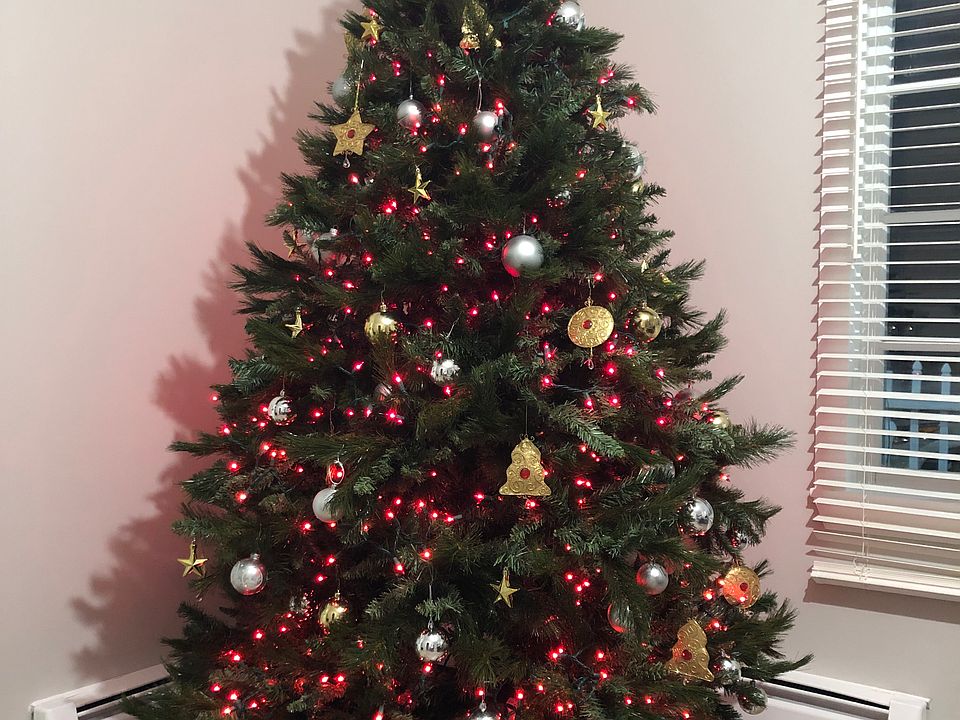 We temporarily put up a Christmas tree in a corner of the dining room.