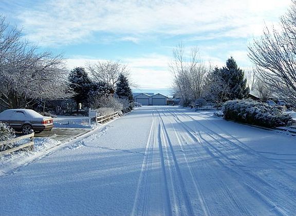 Neighborhood after a dusting of snow