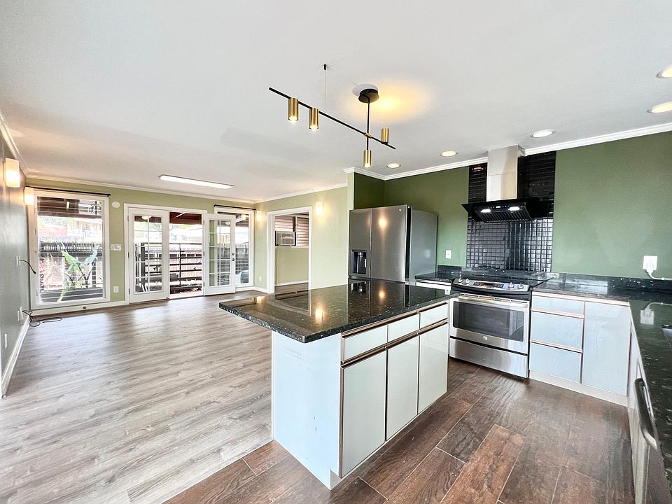 kitchen and living room