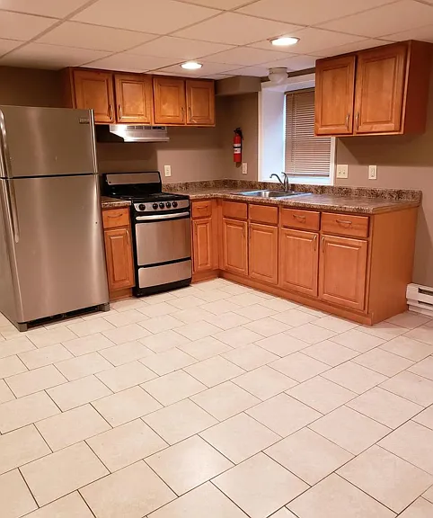 Kitchen off to the left of Living room space