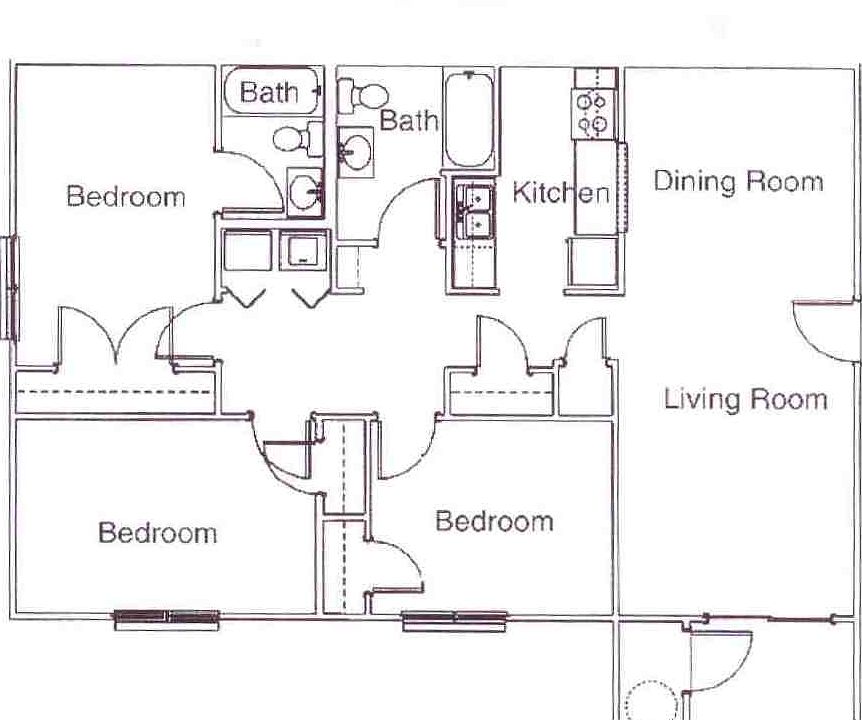 3 Bedroom 2 Bath Floor Plan