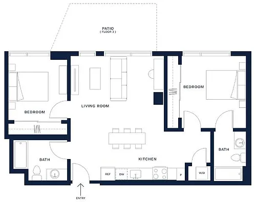 Floor plan 2 Bed/2 Bath-A3