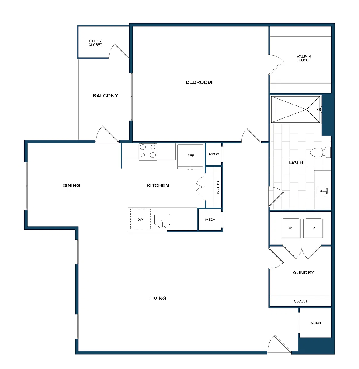Floor plan 1 Bed/1 Bath-A1