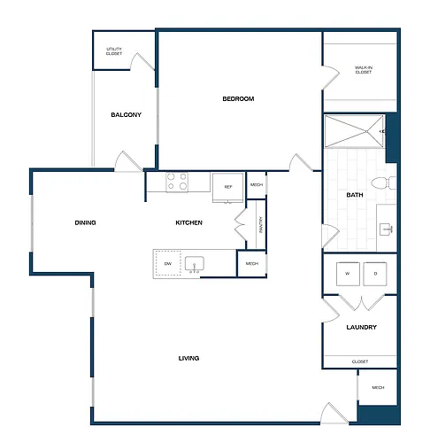 Floor plan 1 Bed/1 Bath-A1