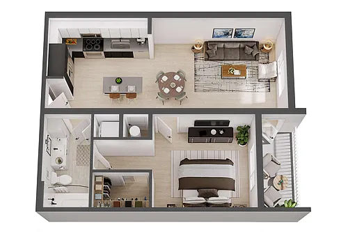 Floor plan 1 Bed/ 1 Bath-A2
