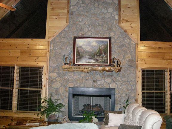 River Rock Fireplace