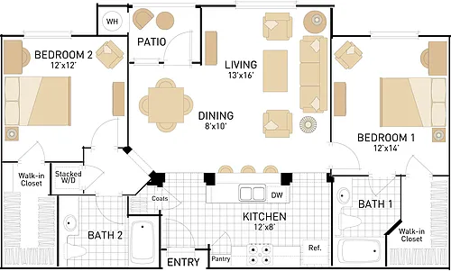 Floor plan The Sycamores- Two Bedrooms