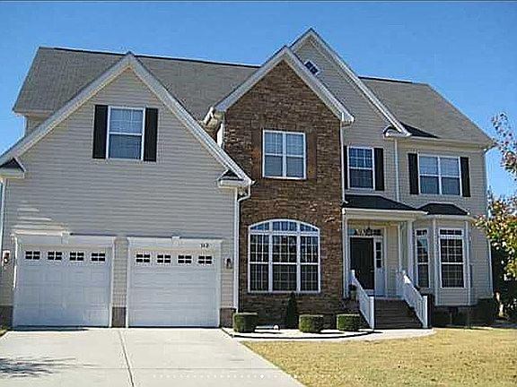 Front view showing two car garage