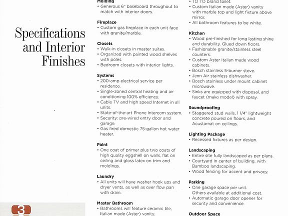 Specifications & Finishes