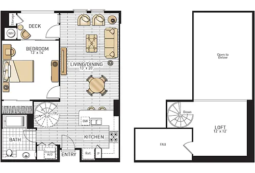 Floor plan Cadiz - One Bedrooms with Loft
