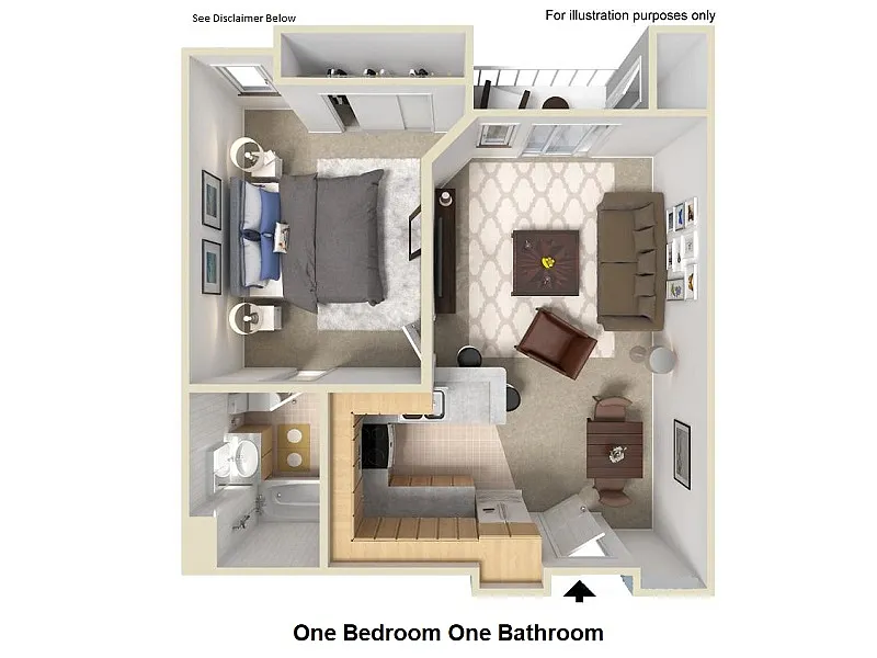 Floor plan One Bedroom One Bath