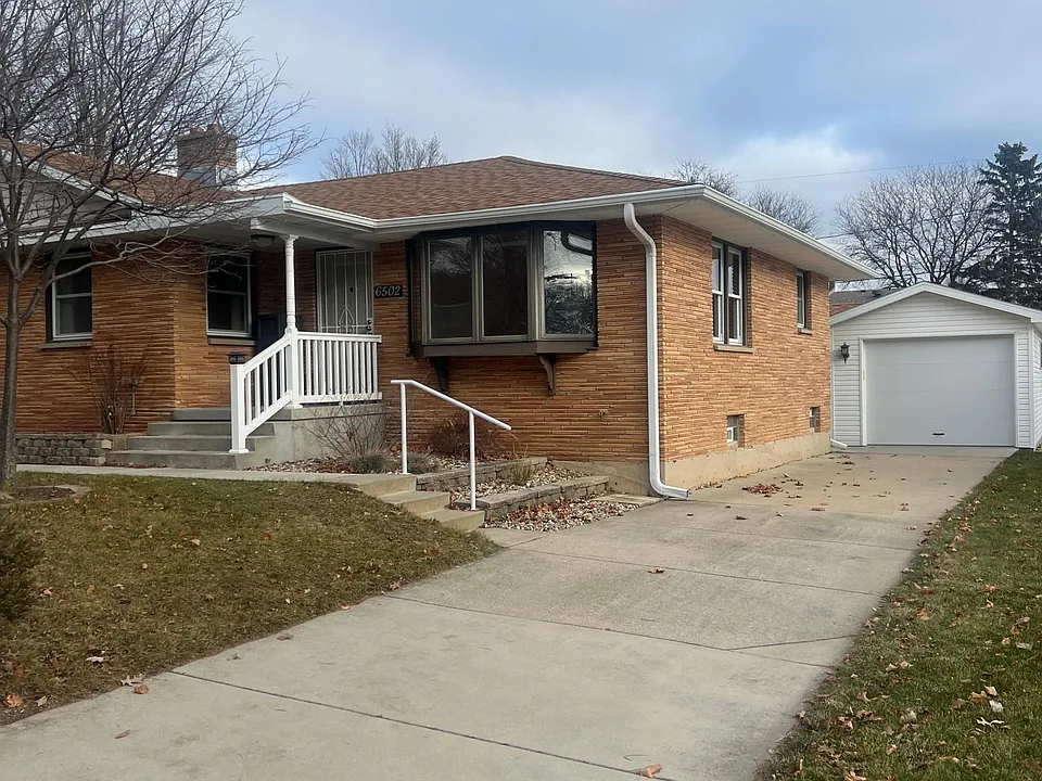 Front of duplex with garage