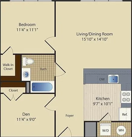 One Bedroom One Bath with Den (785 SF) One Bedroom One Bath with Den (785 SF)