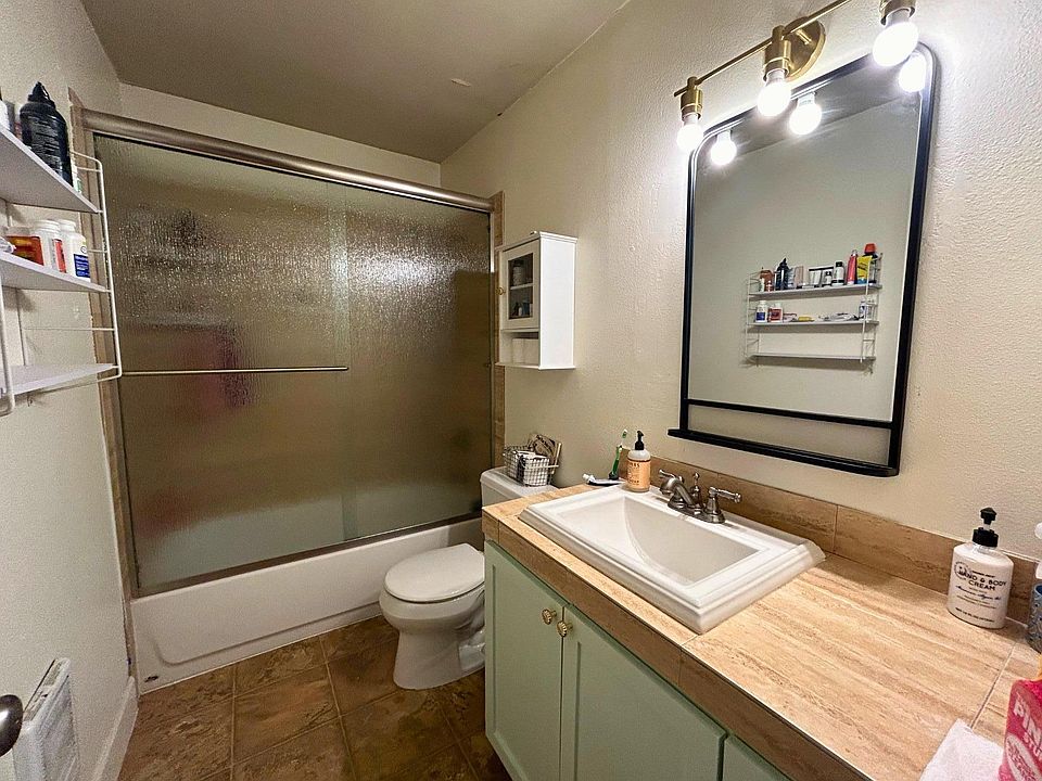 Mirror and shelving included with rental.