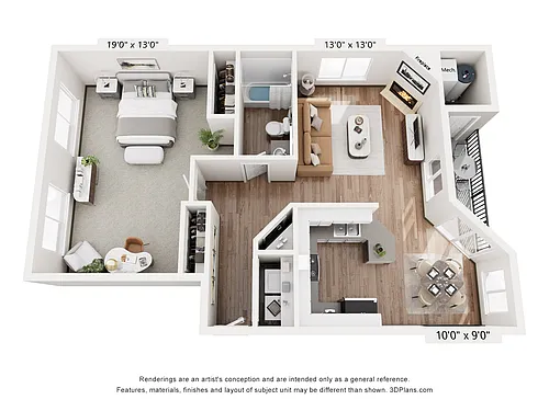 Floor plan 1x1b
