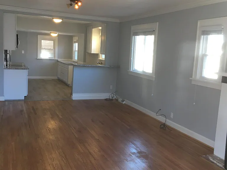 Open floor plan from living space to kitchen.