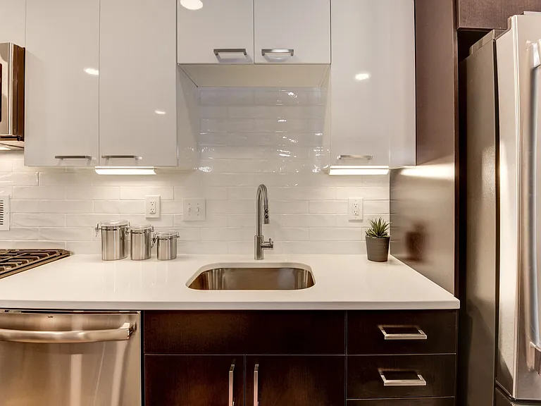 Glossy White and Espresso Cabinets