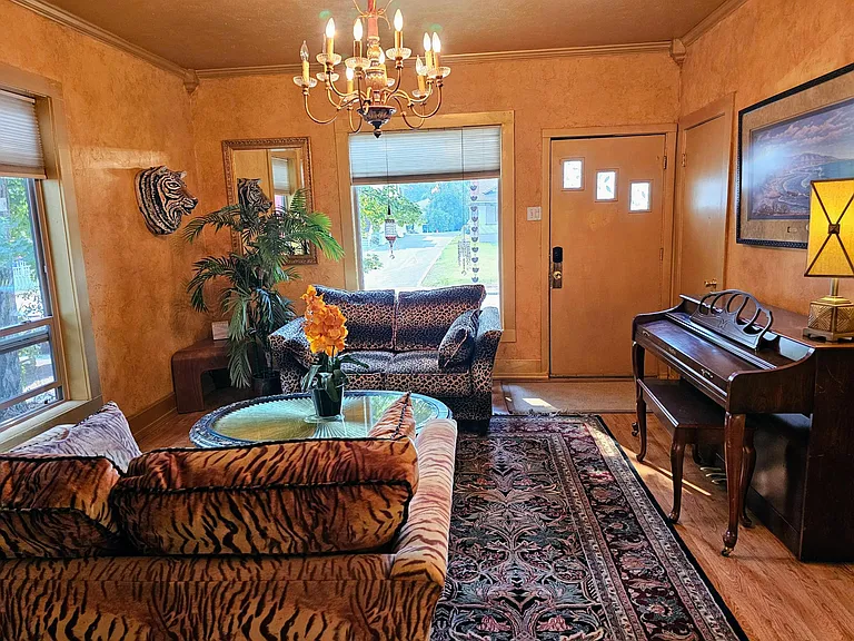 Looking into living room