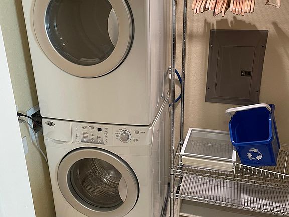 In unit washer dryer, coat & shoe rack