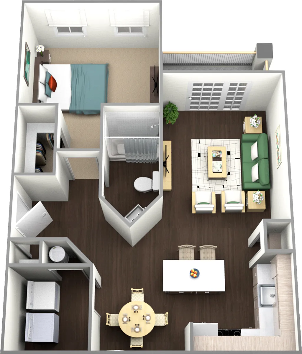 Floor plan A1 - One Bedroom, One Bathroom