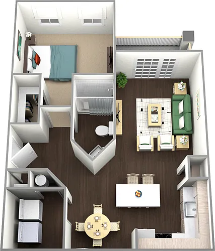 Floor plan A1 - One Bedroom, One Bathroom