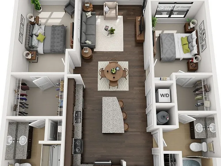The Four - B2 - 2 Beds - 2 Baths - 1079 Sq. ft.
