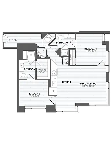 Floor plan 2 Bed/2 Bath-B3