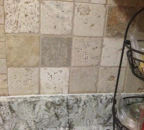 Granite counters and ceramic backsplash