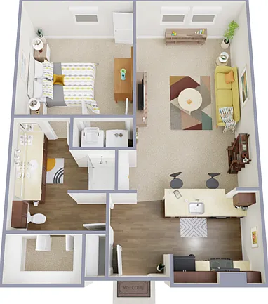 1 Bedroom, 1 Bathroom 1 Bedroom, 1 Bathroom