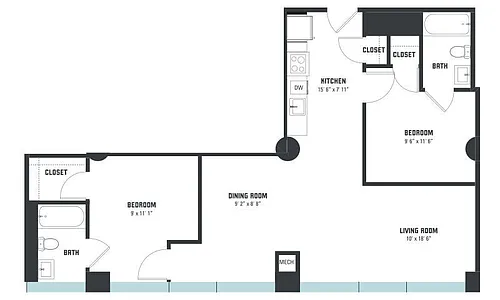 Floor plan B4 Two Bedroom