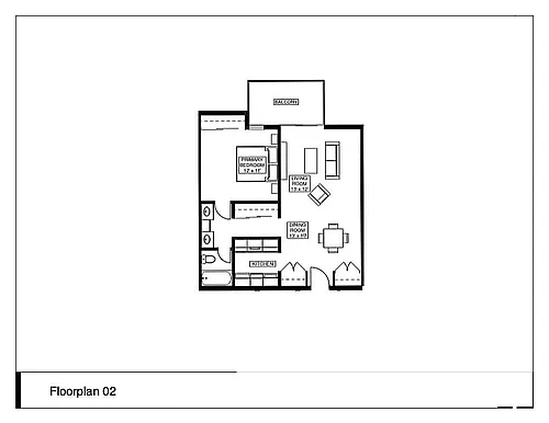 Floor plan 1 Bed x 1 Bath